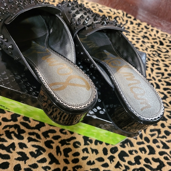 Sam Edelman Black Leather Studded Mules - Picture 4 of 5